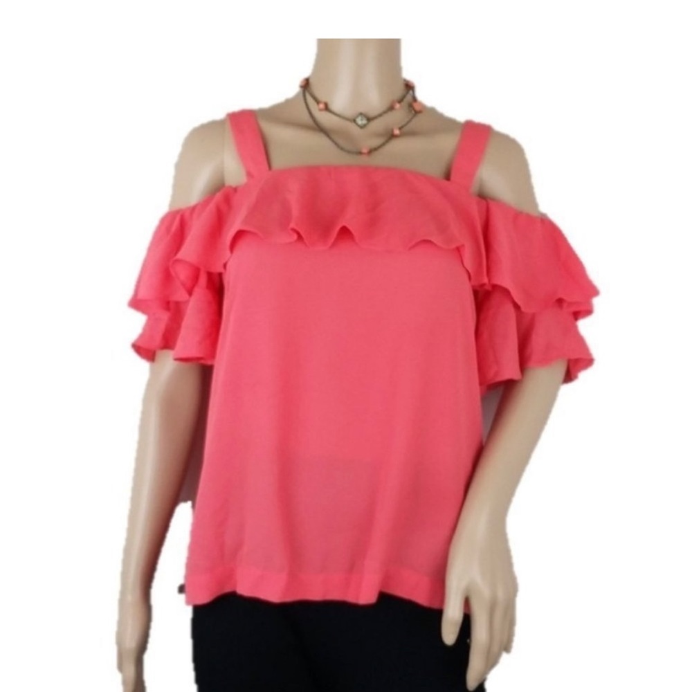 J. CREW Cold Shoulder Top Bright Papaya Blouse